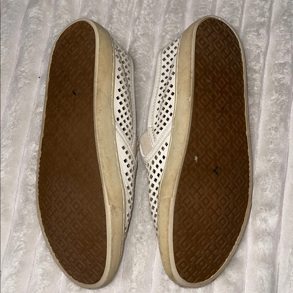 Tory Burch White Perforated Slip-Ons | Size 7.5 Women